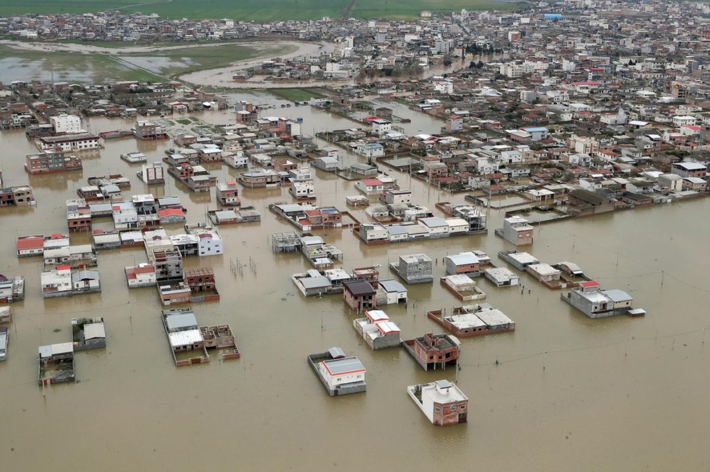 Aerial view of flooding in Golestan province, Iran, on 27 March 2019. Photo: Official Iranian President website / REUTERS