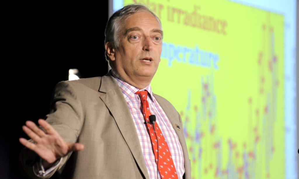 The former Ukip candidate Christopher Monckton is speaking at the AfD climate denial event at the Bundestag on 14 May 2019/ The event is backed by the antiscience group, European Institute of Climate and Energy (EIKE). Photo: EPA