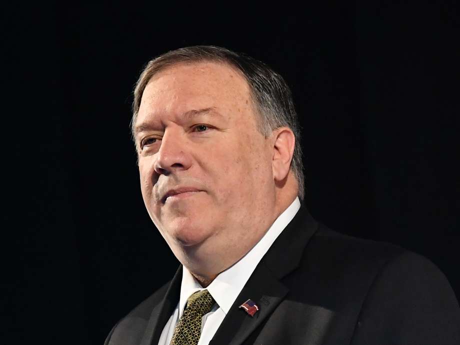 Secretary of State Mike Pompeo speaks on Arctic policy at the Lappi Areena in Rovaniemi, Finland, Monday, 6 May 2019. Pompeo was in Rovaniemi to attend the Arctic Council Ministerial Meeting, where he said, “Steady reductions in sea ice are opening new passageways and new opportunities for trade.” Photo: Mandel Ngan / AP