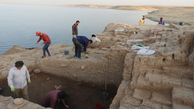 A 3,400-year-old palace of the Mittani Empire emerged from a reservoir in the Kurdistan region of Iraq after water levels dropped because of drought in June 2019. The Mittani Empire is one of the least researched civilizations of the Ancient Near East. Clay tablets found at the site have been sent to Germany for translation. Photo: University of Tübingen eScience Cente / Kurdistan Archaeology Organization