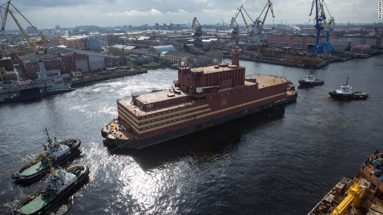 Aerial view of the  Akademik Lomonosov, Russia’s floating nuclear power plant. Photo: CNN