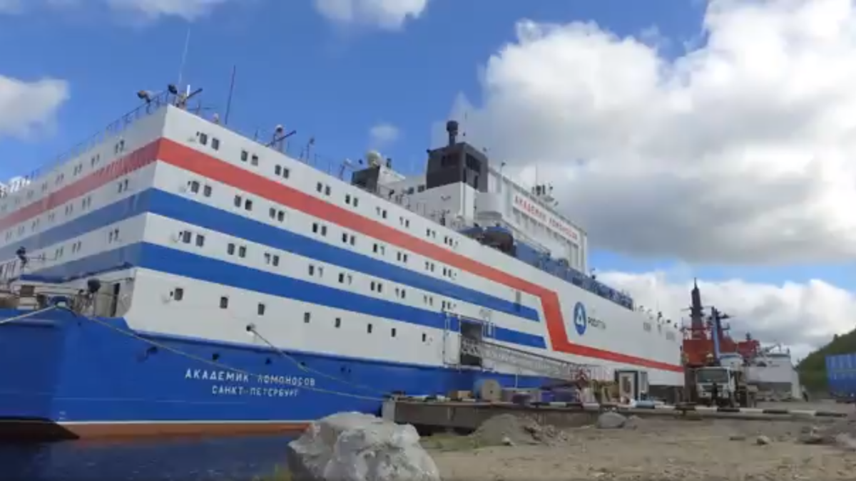 Screenshot showing the Akademik Lomonosov, Russia’s floating nuclear power plant. Photo: CNN