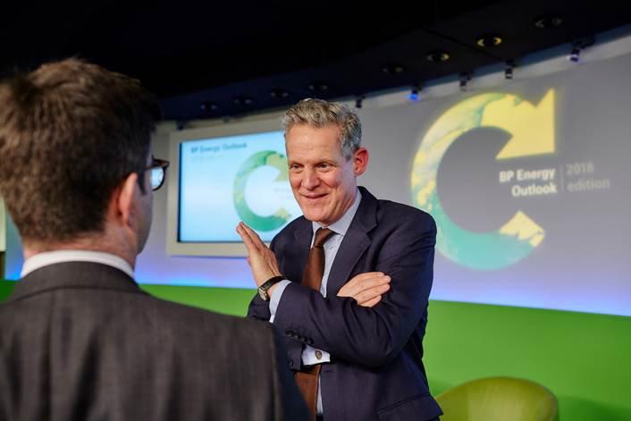 Spencer Dale, BP group chief economist, at the BP Energy Outlook 2018 meeting. Photo: BP