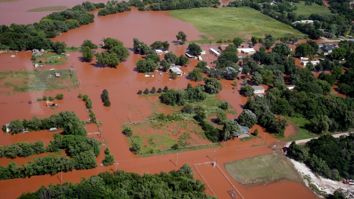 Aerial view of flooding in Kingfisher, Oklahoma on 21 May 2019. Photo: Bloomberg