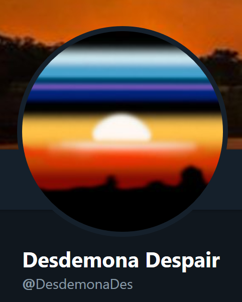 Screenshot of the Desdemona Despair page on Twitter. Graphic: James P. Galasyn