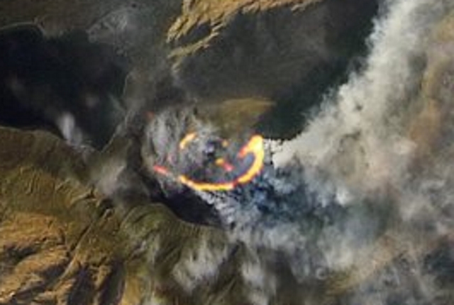 Satellite view of a wildfire in Qeqqata Kommunia, Greenland, 13 July 2019. Photo: Pierre Markuse / Copernicus EU