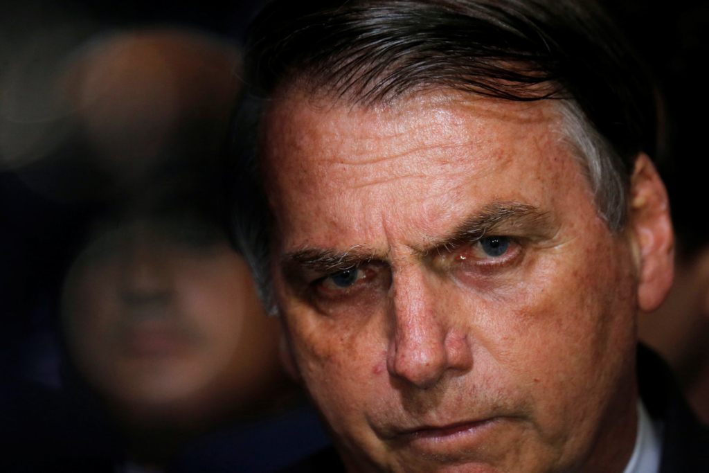 Brazil's President Jair Bolsonaro speaks during a ceremony for signature of the decree of the new regulation on the use, sale and carrying of weapons and ammunition, at Planalto Palace in Brasilia, 7 May 2019. Photo: Reuters