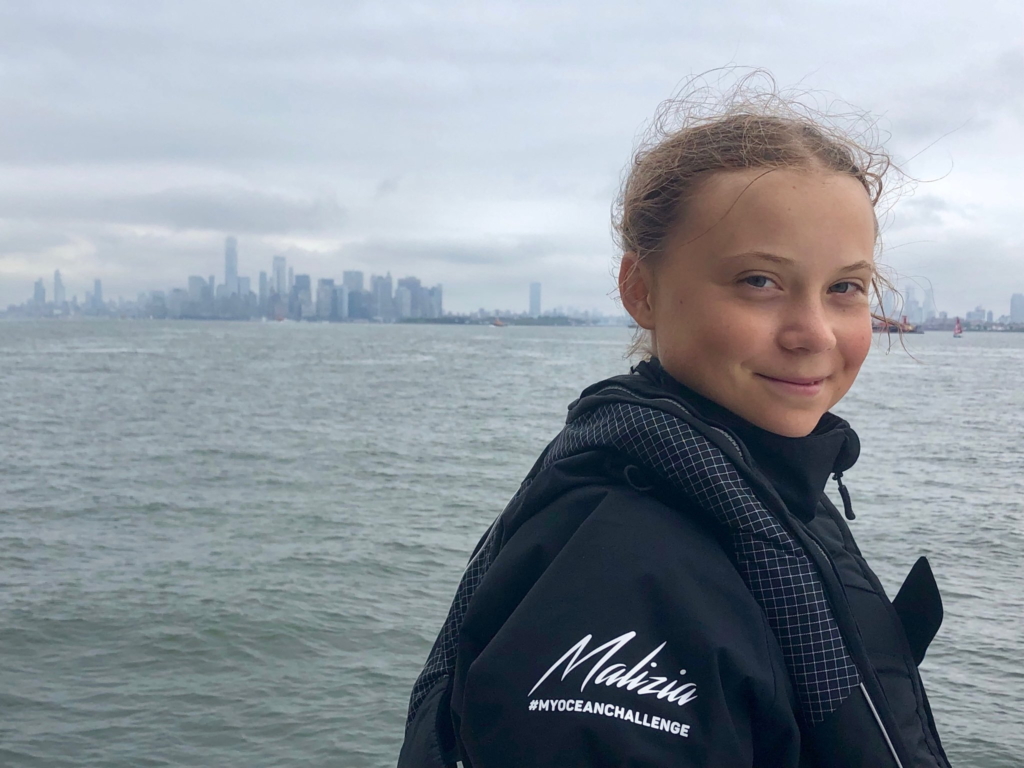 Greta Thunberg arrives by racing yacht in Manhattan, 28 August 2019. Photo: Greta Thunberg