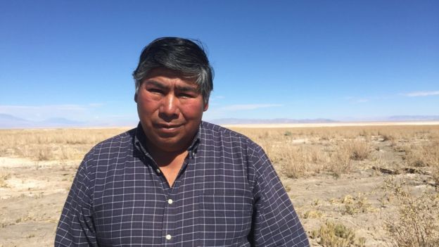 Jorge Cruz, a farmer in the village of Camar, Chile. He says he can no longer farm animals because of freshwater depletion caused by lithium mines. Photo: BBC News