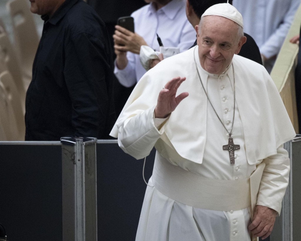 Pope Francis arrives for his weekly general audience in Paolo VI hall at the Vatican on 7 Aug 2019. Photo: Maurizio Brambatti / EPA-EFE / REX / Shutterstock