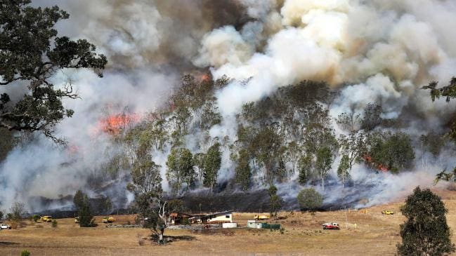 A bushfire burns in the Canungra and Sarabah regions of the Gold Coast hinterland, 8 September 2018. Photo: Nigel Hallett