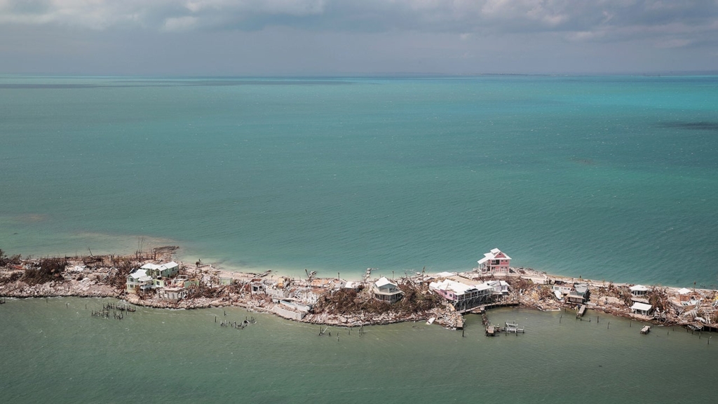 An aerial view of damage caused by Hurricane Dorian is seen on Great Abaco Island on 4 September 2019, in Great Abaco, Bahamas. Photo: Scott Olson / Getty Images