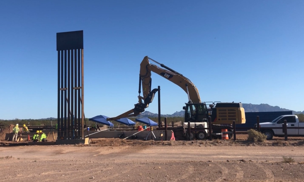 Construction of Trump’s border wall at the Organ Pipe Cactus national monument. Photo: Center for Biological Diversity