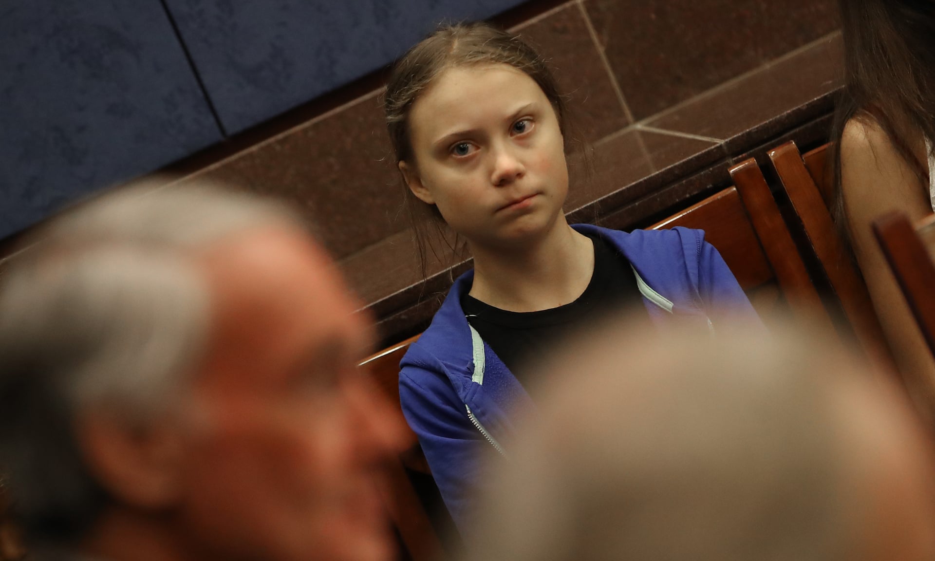 Greta Thunberg attends a Senate climate change task force meeting in Washington DC, 17 September 2019. Photo: Mark Wilson / Getty Images