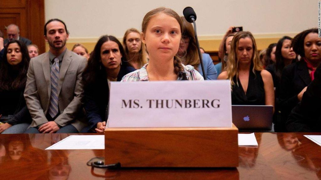 Climate activist Greta Thunberg spoke before the House Foreign Affairs Committee, Europe, Eurasia, Energy and the Environment Subcommittee, and the House Select Committee on the Climate Crisis, on 18 September 2019. Photo: Alastair Pike / AFP / Getty Images