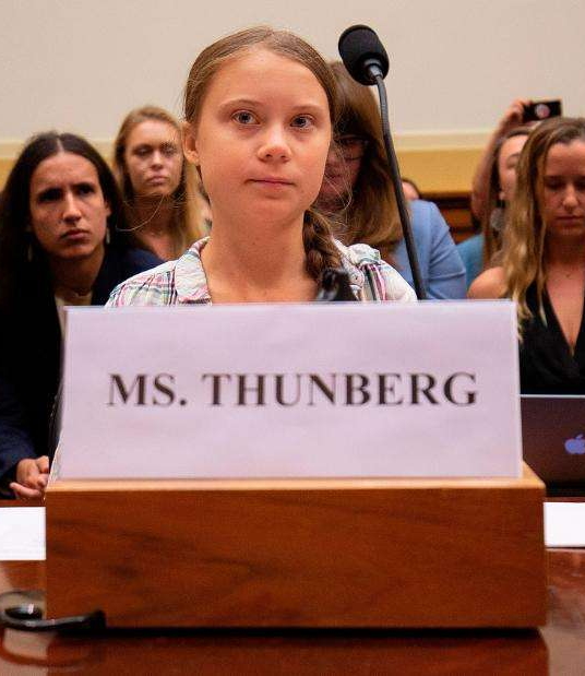 Climate activist Greta Thunberg spoke before the House Foreign Affairs Committee, Europe, Eurasia, Energy and the Environment Subcommittee, and the House Select Committee on the Climate Crisis, on 18 September 2019. Photo: Alastair Pike / AFP / Getty Images