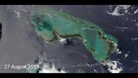 Satellite view of Hurricane Dorian passing over the Bahamas, 27 August 2019 to 5 September 2019. Photo: NASA Worldview