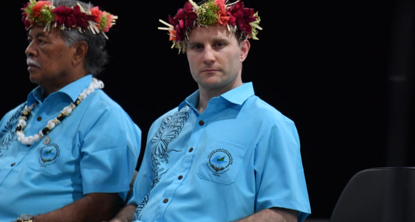 Australia’s Minister for International Development Alex Hawke at the official opening of the Pacific Islands Forum in Funafuti, Tuvalu, Tuesday, 13 August 2019. Hawke says Australia will not agree to any demand from the Pacific Islands Forum to shut down coal-fired power or mining. Photo: Mick Tsikas / AAP Image