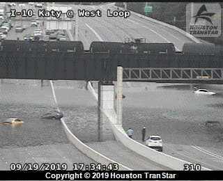 Traffic camera view of flooding on freeway I-45 I-69, and I-10 in Houston caused by Tropical Storm Imelda, 19 September 2019. Photo: Houston Police