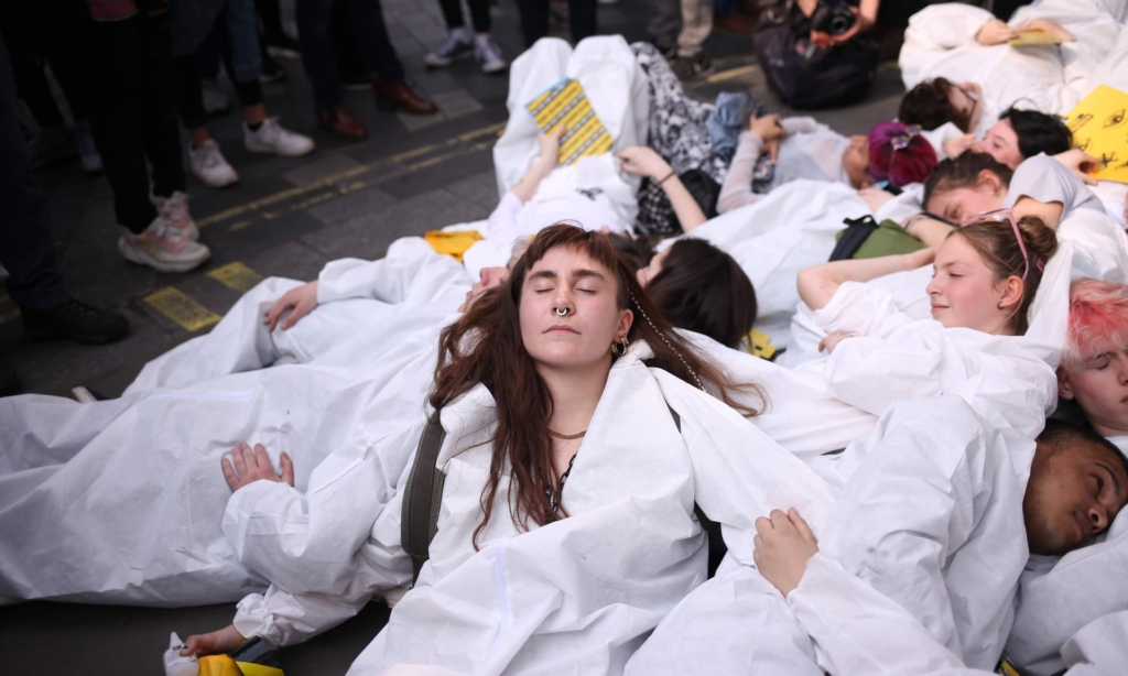 Extinction Rebellion youth protesters in London. Photo: Talia Woodin / The Guardian