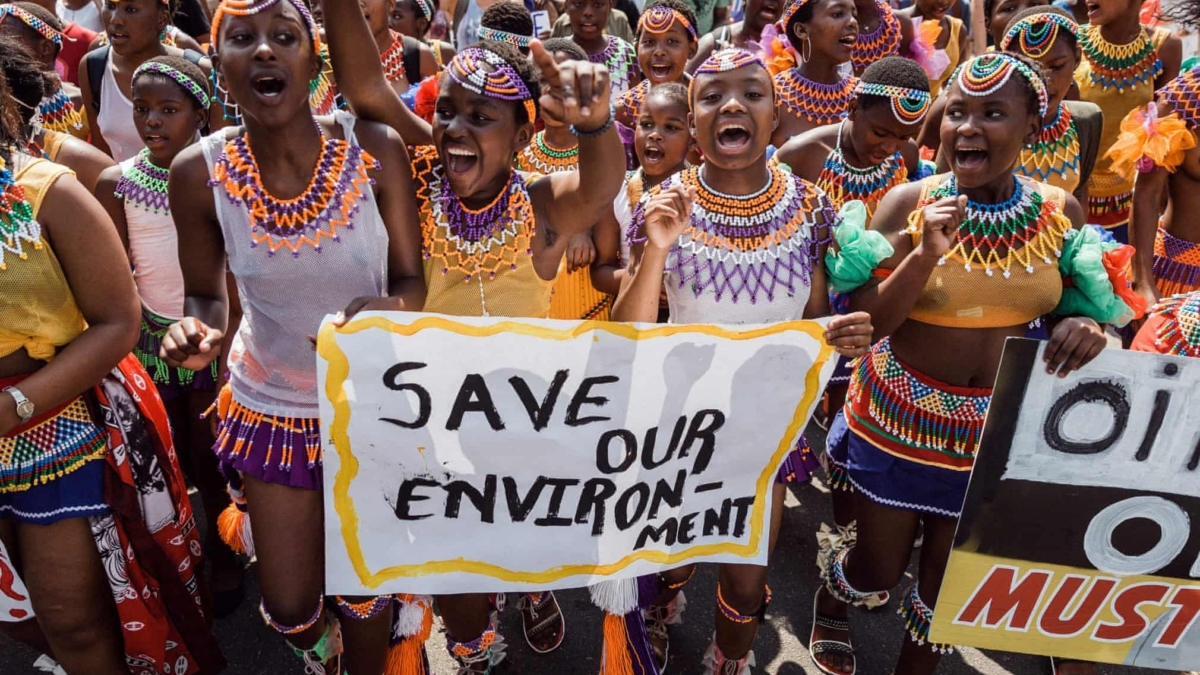 Girls in Durban South Africa march in the Global Climate Strike, 20 September 2019. Photo: Rajesh Jantilal / AFP / Getty Images