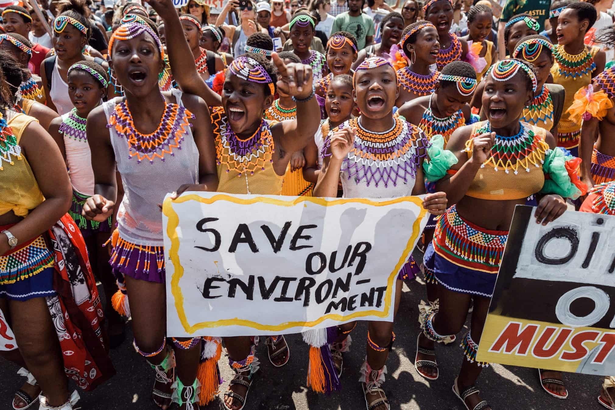 Girls in Durban South Africa march in the Global Climate Strike, 20 September 2019. Photo: Rajesh Jantilal / AFP / Getty Images