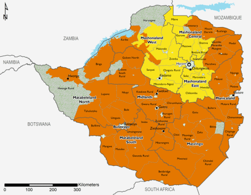 Map of Zimbabwe showing the Acute Food Insecurity Phase for June 2019 to September 2019 and October 2019 to January 2020. Graphic: FEWS NET