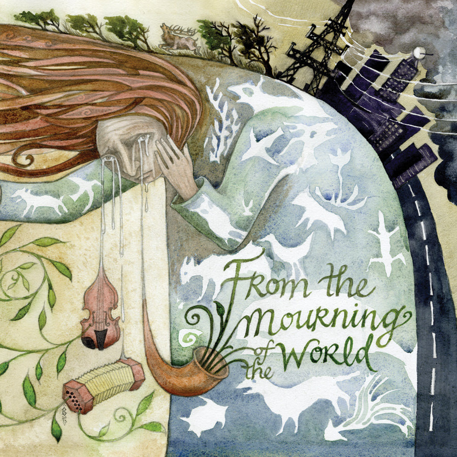 Cover of the album, “From the Mourning of the World”, produced by Marmaduke Dando and released by the Dark Mountain Project. Graphic: Rima Staines