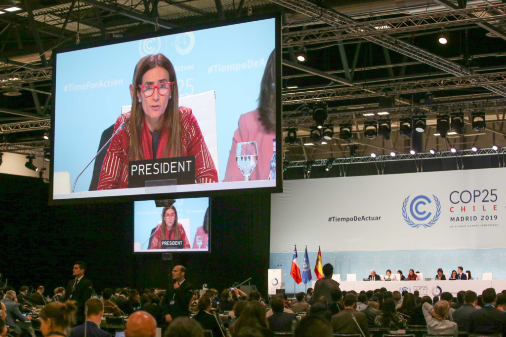 Carolina Schmidt, COP 25 President, Chile, tells people “Let’s get to work,” at the closing plenary session, 15 December 2019. Photo: Kiara Worth / IISD / ENB