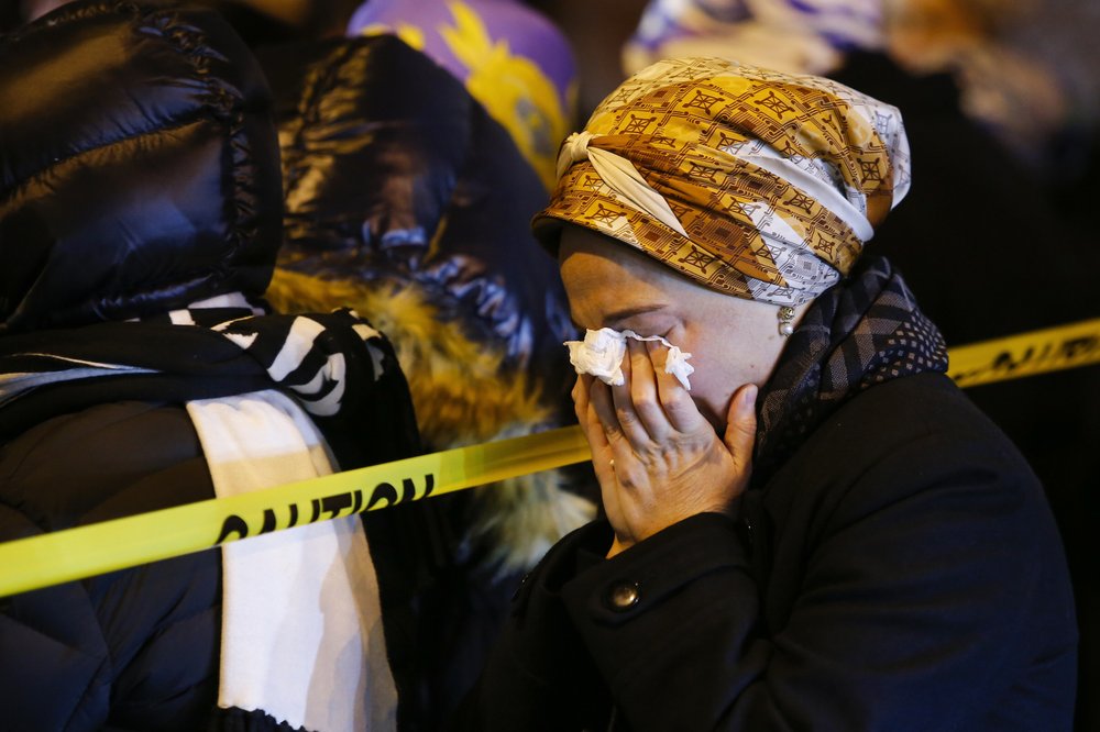 Orthodox Jewish women mourn during the funeral service of Mindel Ferencz who was killed in a kosher market that was the site of a gun battle in Jersey City, N.J., Wednesday, 11 December 2019. Ferencz, 31, and her husband owned the grocery store. The Ferencz family had moved to Jersey City from Brooklyn. Photo: Eduardo Munoz Alvarez / AP Photo