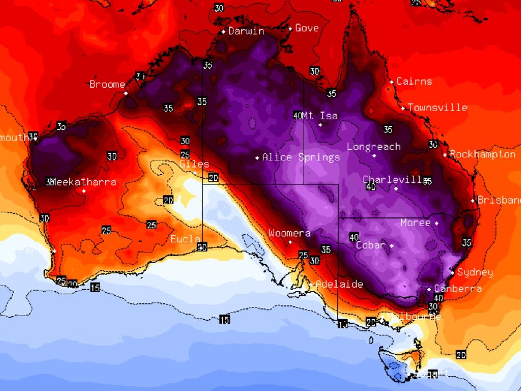 Map of daily average temperatures across Australia on 3 January 2020. It was the hottest ever day recorded in Greater Sydney Penrith was hottest place on Earth. The BOM recorded a maximum temperature of 48.9C at 3pm. The previous record of 47.3C was set in January 2018 Graphic: BOM / Prof. Ray Wills