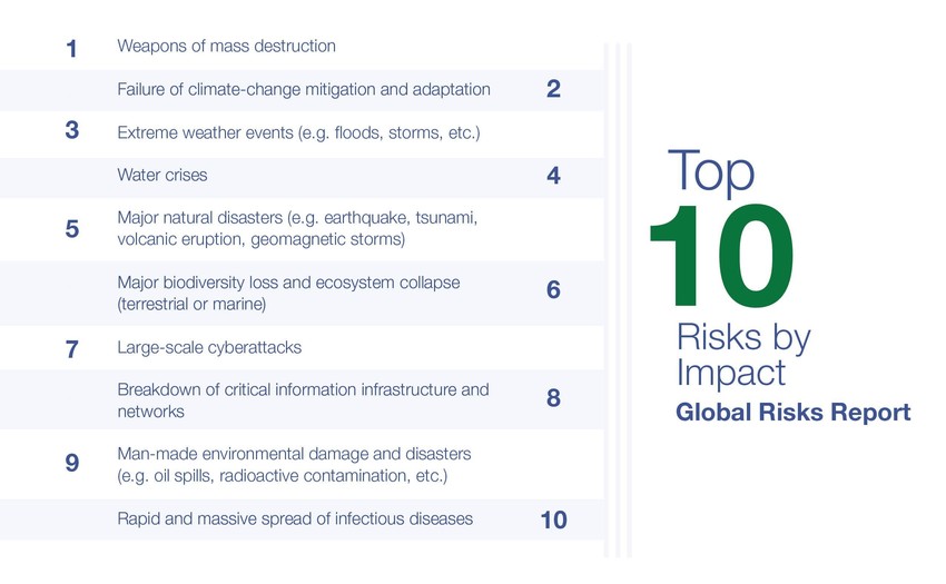 Top Ten global risks by impact, 2019. Graphic: World Economic Forum