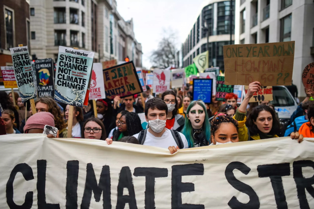 Students take part in a climate strike demo on 14 February 2020 in London, England. In the 15 years since Kyoto was ratified, the climate change movement has become more vocal. Photo: Peter Summer / Getty