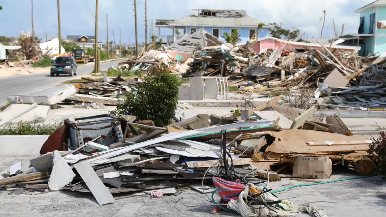 Great Abaco’s recovery from the destruction of Hurricane Dorian has been slow, and while streets have been cleared of debris, badly damaged buildings and piles of rubble can still be seen six months after the storm in February 2020. Photo: David Common / CBC