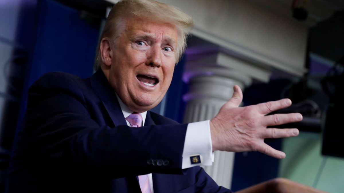 Trump during a daily press briefing on the coronavirus crisis, 10 April 2020. An attack ad for Donald Trump's campaign for reelection showed Gary Locke, a former governor of Washington state and U.S. ambassador to China, as a Chinese official. Photo: Reuters