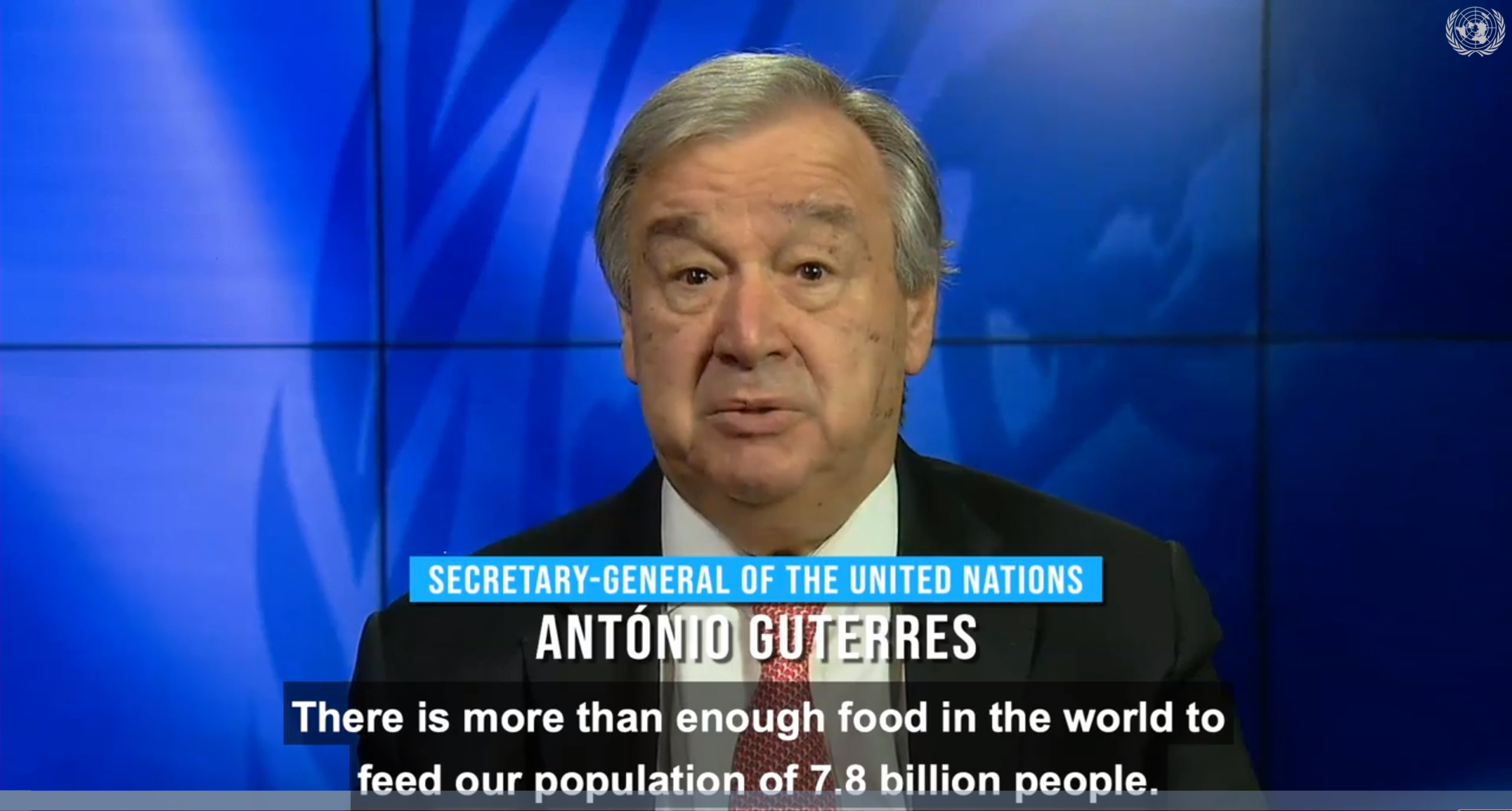 UN Secretary-General António Guterres warns of a global food crisis caused by Covid-19 during a speech on 9 June 2020. Photo: UN News