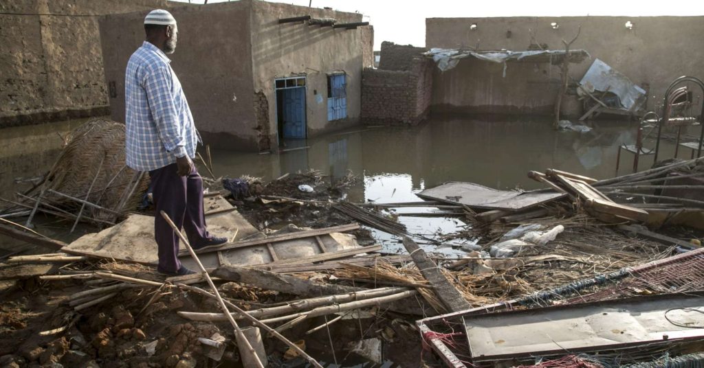 A view of the site damaged by flood during heavy rains in Al Lamab district of Khartoum, Sudan on 8 September 2020. Photo: CNBC