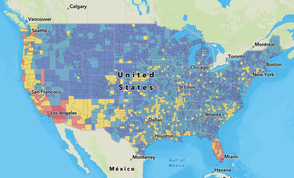 National Risk Index NRI Map Of The United States FEMA 1024x620 