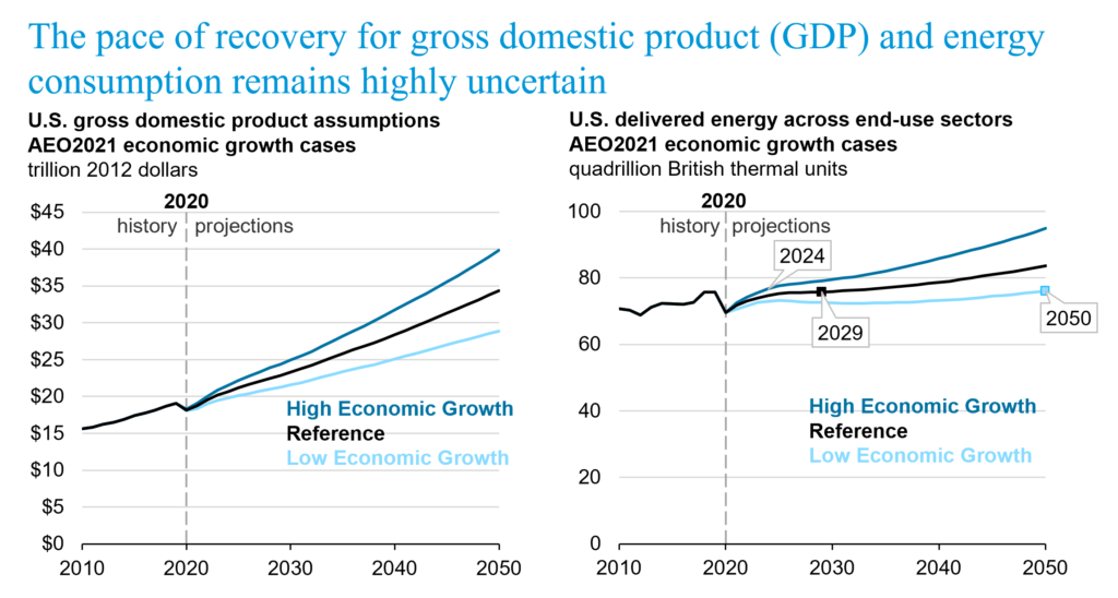 Projected economic growth in the United States, 2020-2050. Graphic: EIA