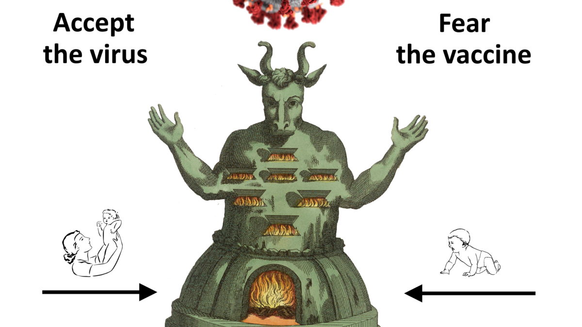 “Insert Human Sacrifice” Copyright © 2021 James P. Galasyn. Historical image of Moloch is from the Mary Evans Picture Library.