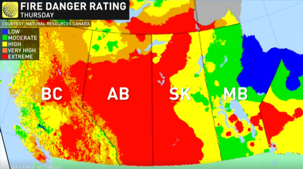 Fire danger rating for Canada on 1 July 2021. Graphic: Natural Resources Canada / Weather Network