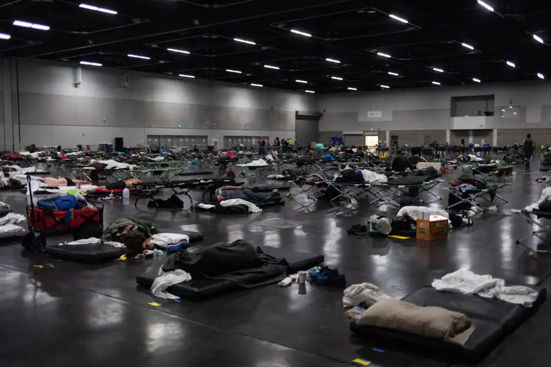 Residents rest at a cooling center during a heat wave in Portland, Oregon on 28 June 2021. Photo: Maranie Staab / Bloomberg