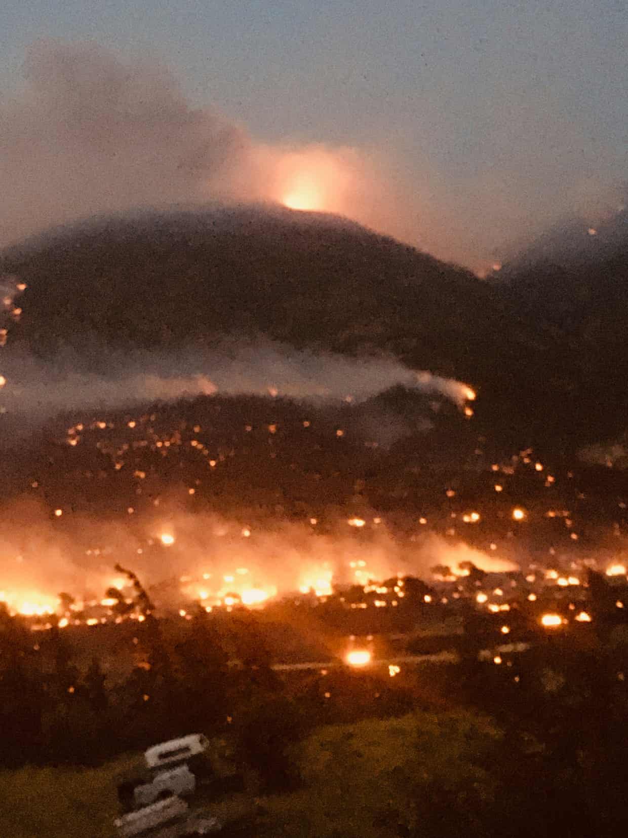 Wildfires consume the town of Lytton, British Columbia, on 30 June 2021. Photo: Jack Zimmerman / The Guardian