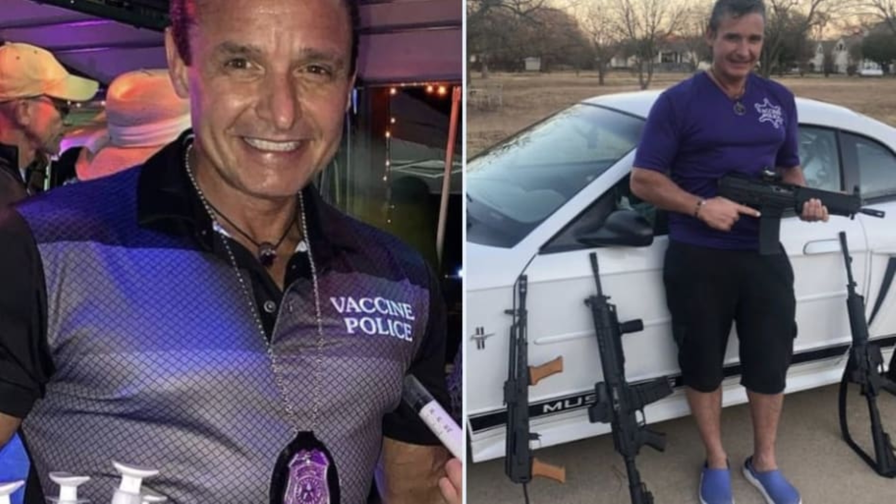 Anti-COVID-19 “Vaccine Police” leader Christopher Key poses with multiple guns. On 9 January 2022, Key told The Daily Beast he advocates what he calls “urine therapy” and railed against “foolish” people who took the COVID-19 vaccine, which is safe and effective. Photo: Telegram