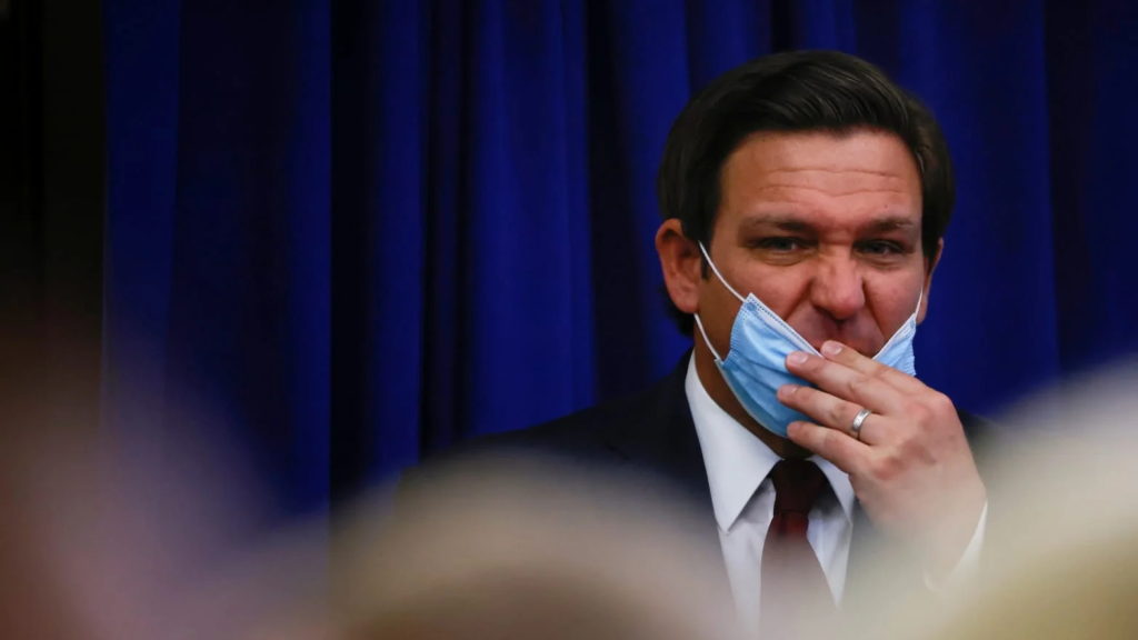 Florida Governor Ron DeSantis. On 3 January 2022, DeSantis blamed the Biden administration for skyrocketing COVID-19 cases in Florida while accusing other state leaders of allowing “hysteria” to reign as they encourage mitigation measures against the virus. Photo: Tom Brenner / Reuters