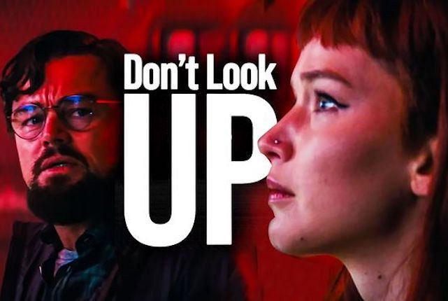 Promo still for the film “Don’t Look Up” showing Jennifer Lawrence and Leonardo DiCaprio. Photo: Netflix
