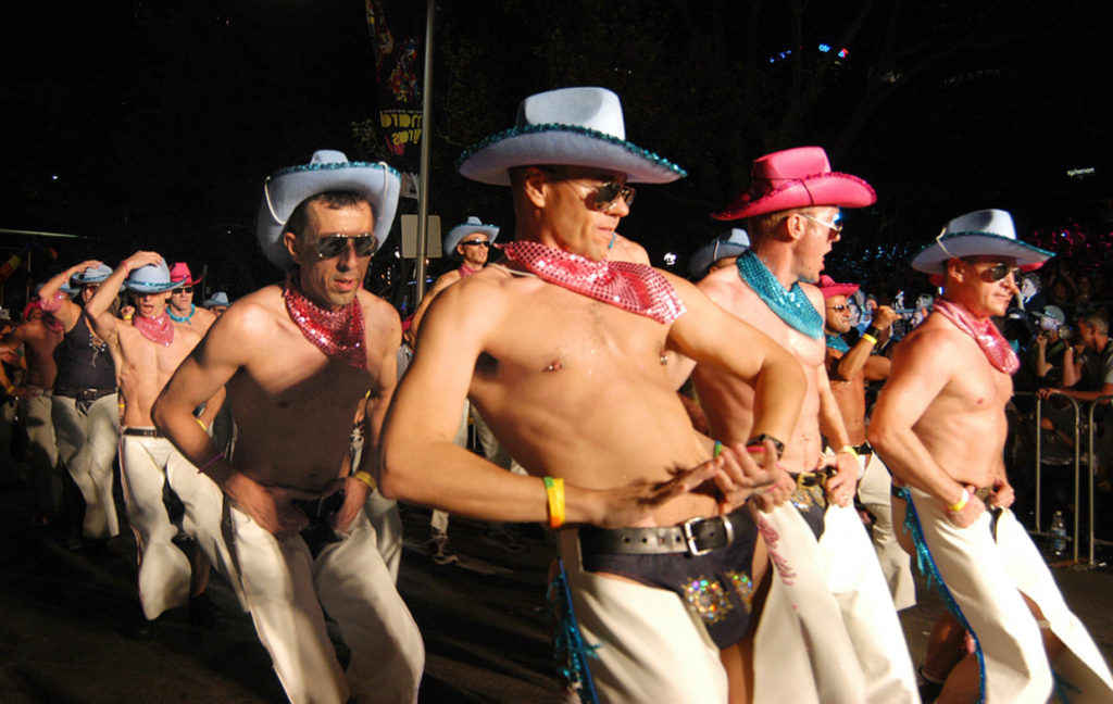 “Cowboys” parade at the annual Gay and Lesbian Mardi Gras parade Saturday in Sydney, Australia, on 4 March 2006. Photo: Holli Hollitzer / AFP / Getty Images