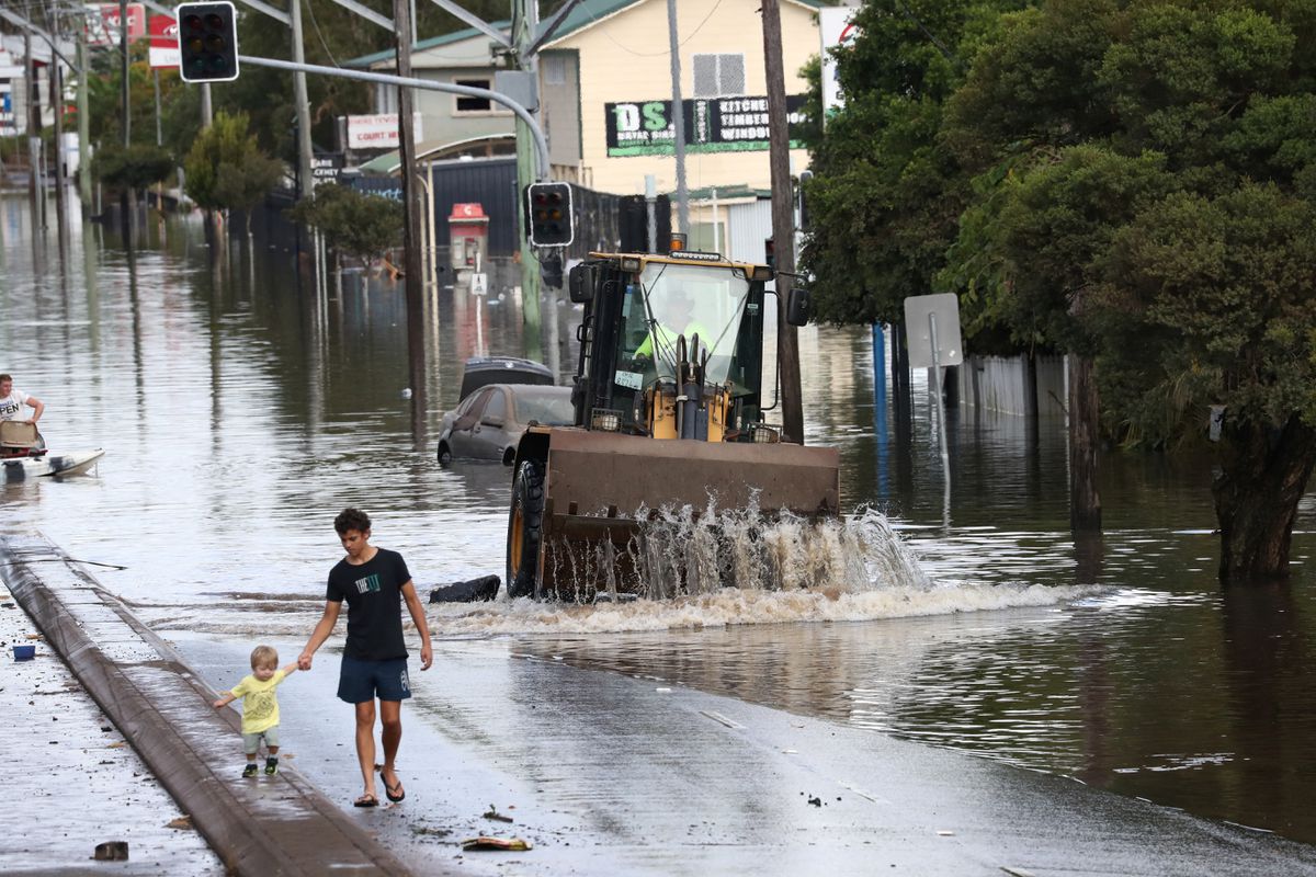 A view of a flooded road following heavy rains in Lismore, New South Wales, Australia 2 March 2022. Photo: Jason O’Brien / AAP / REUTERS