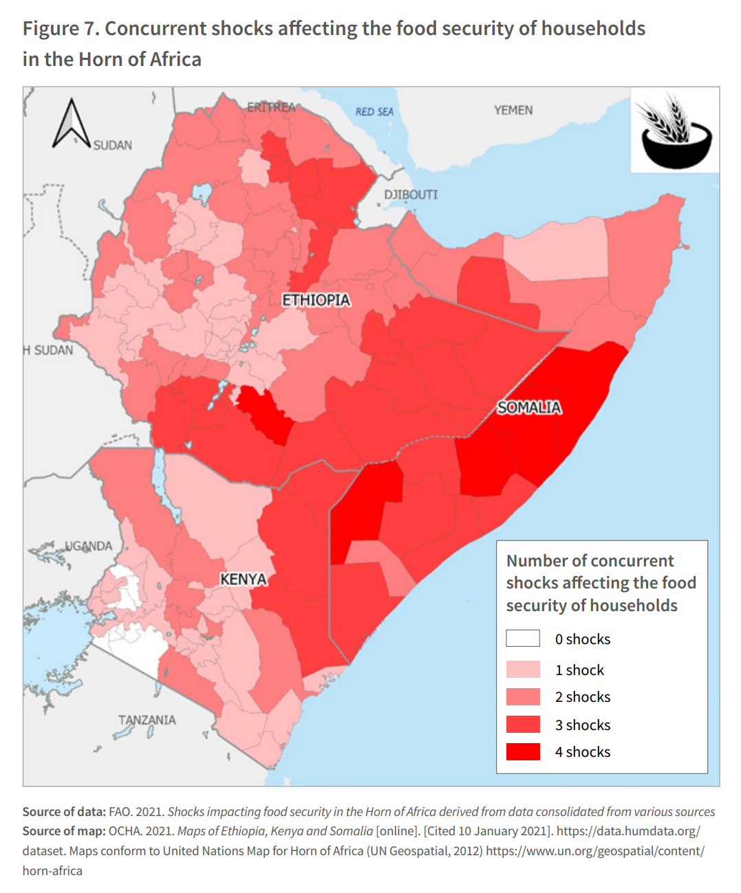 Concurrent shocks affecting the food security of households in the Horn of Africa in 2022. Graphic: FAO