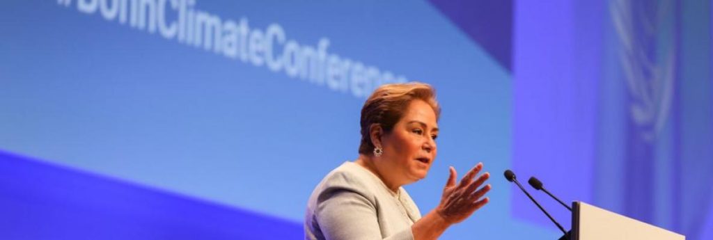 UN Climate Change Executive Secretary Patricia Espinosa speaks to delegates at the Bonn annual UN Climate Change Conference, 6 June 2022. Photo: Kiara Worth / ENB